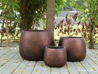 Weather-Resistant Outdoor FRP Pots, Luxury Metallic Finish