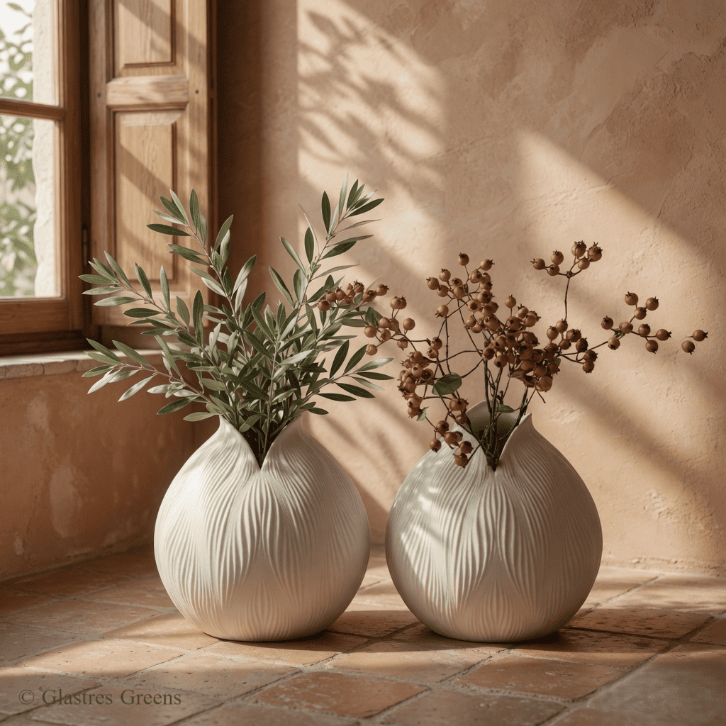 Blossom Vase elegant fiberglass decorative vase with refined floral-inspired silhouette, perfect for graceful luxury home and garden displays.