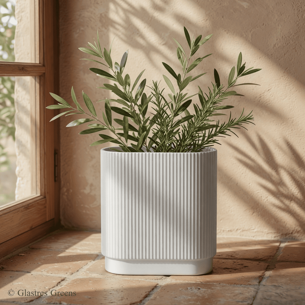 Cascade Lines modern fiberglass decorative vase set featuring layered linear design, ideal for contemporary luxury styling and architectural spaces.