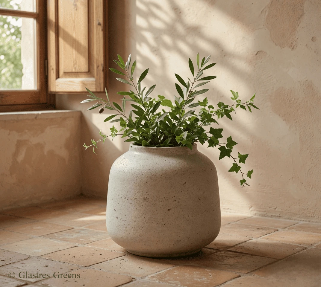 Earthy Classic Round Garden Pot embodying timeless elegance, a versatile fiberglass decorative vase that adds refined beauty to luxury homes and gardens.