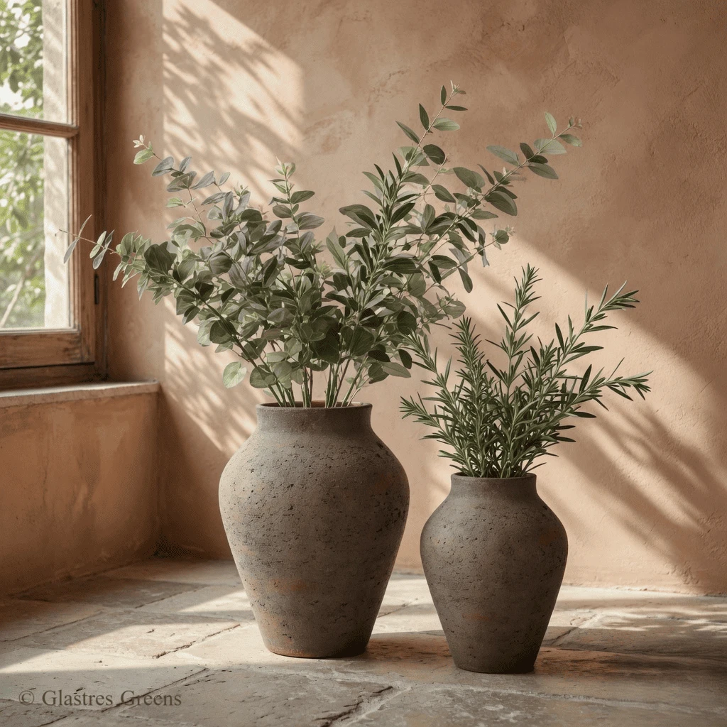 Tall Earthy Serenity Designer Jar instilling calm elegance, a premium fiberglass decorative vase that transforms spaces into serene, luxurious retreats.