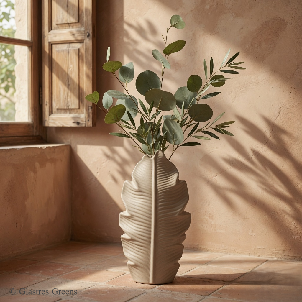 Serated Vase tall textured fiberglass decorative vase with distinctive serrated surface, creating visual interest for premium luxury styling.
