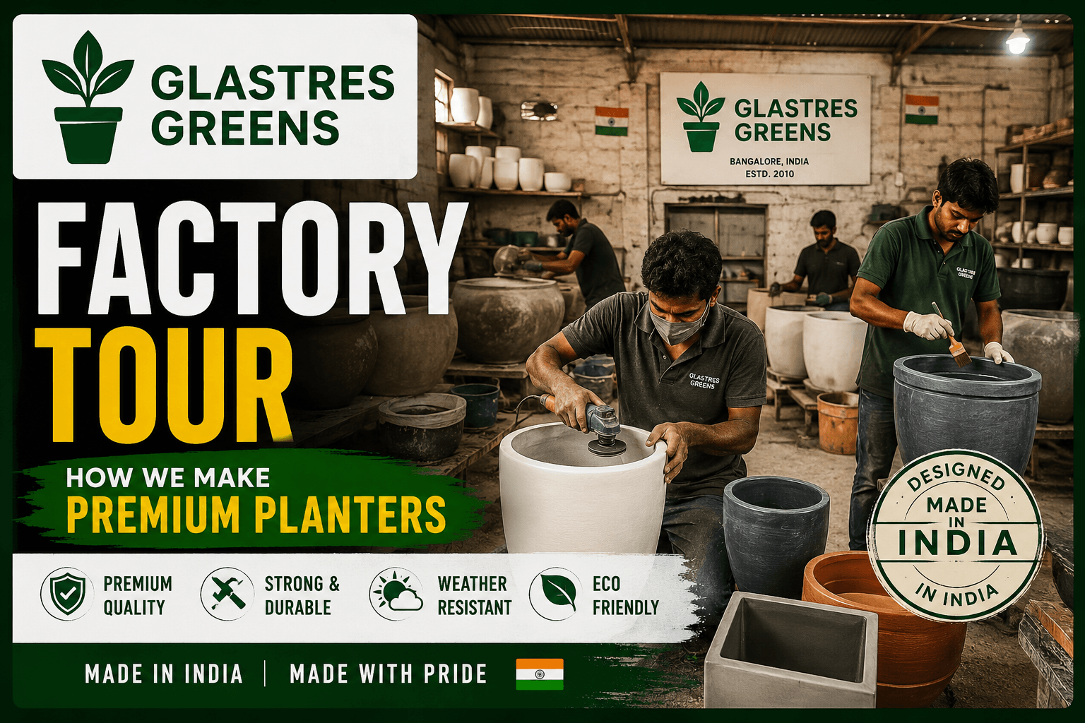 FRP Planter Manufacturing - Glastres Greens Factory Tour