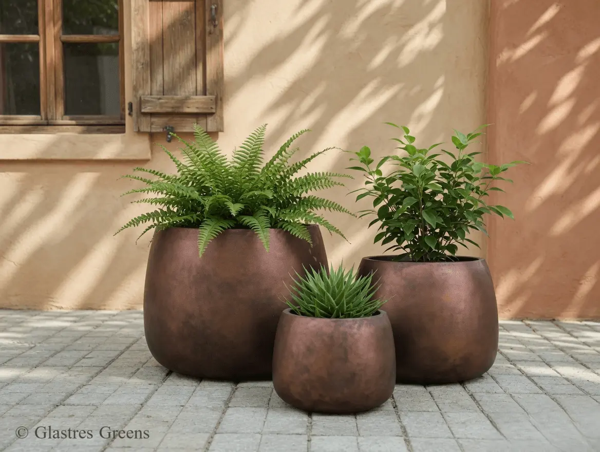 An architectural bowl planter acting as a central feature in a hotel lobby, presenting a minimalist luxury aesthetic with a smooth, sweeping profile.