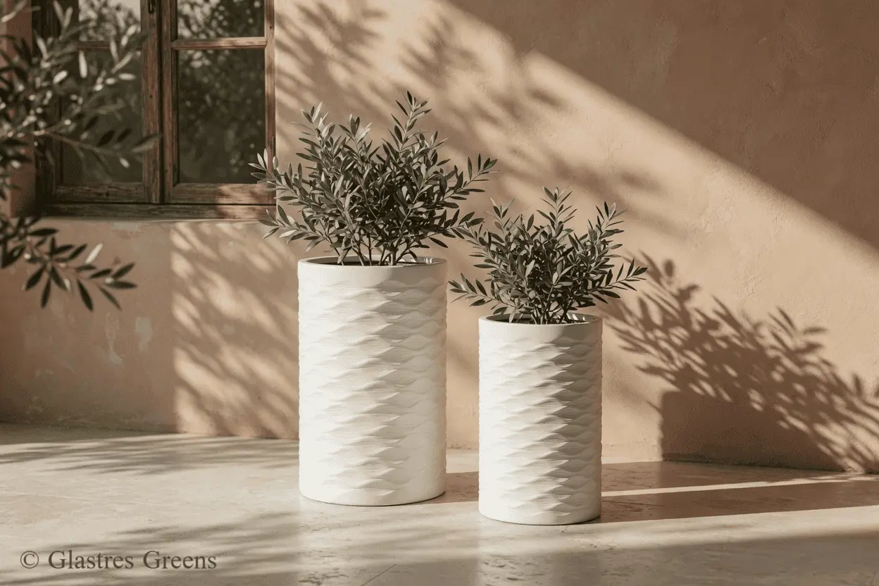 A commercial bowl planter located on a bustling hotel pool deck, offering a wide, low-profile basin perfect for tropical plants in high-traffic resort areas.