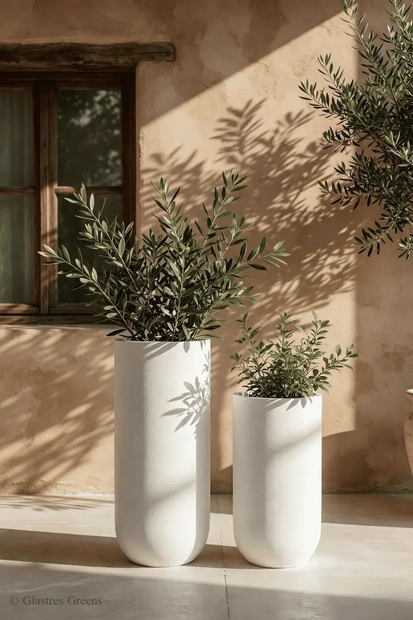 A lightweight FRP planter installed on a luxurious resort rooftop, chosen specifically for its low structural load and high aesthetic appeal in elevated spaces.