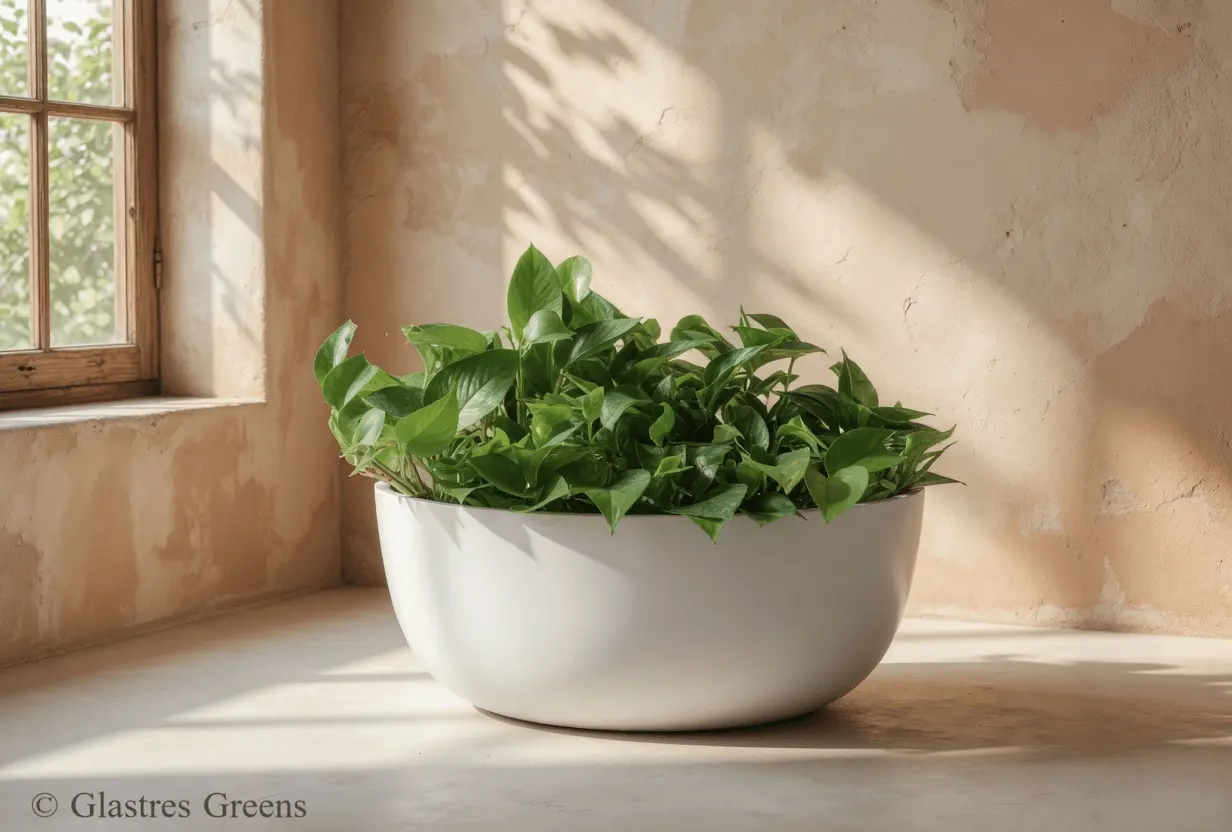 A lightweight ribbed planter placed on a residential villa balcony, combining elegant surface texturing with an easy-to-move fiberglass construction.