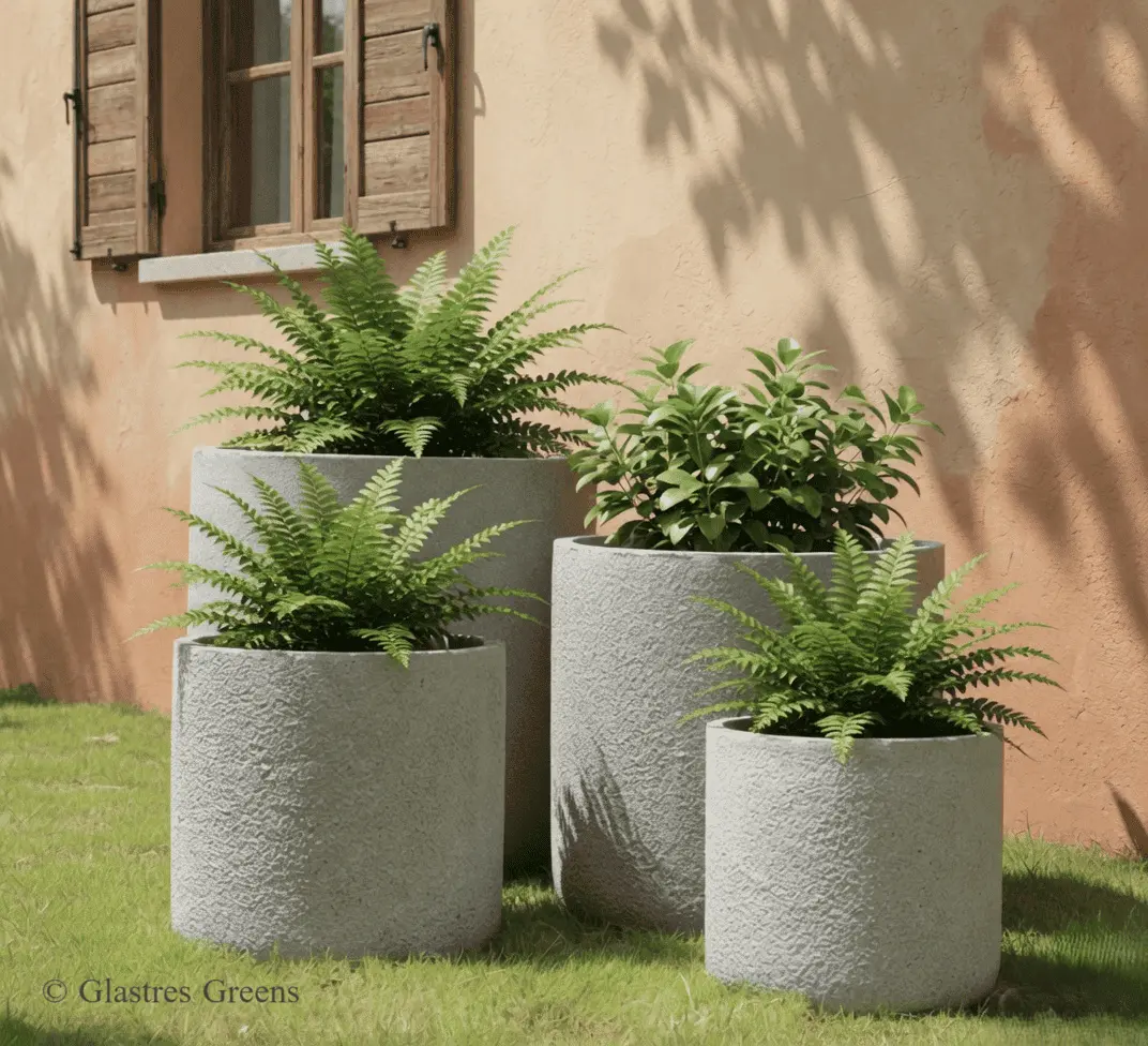 A lightweight square planter installed at a rooftop cafe, showcasing easy maneuverability and chic design for elevated commercial dining spaces.