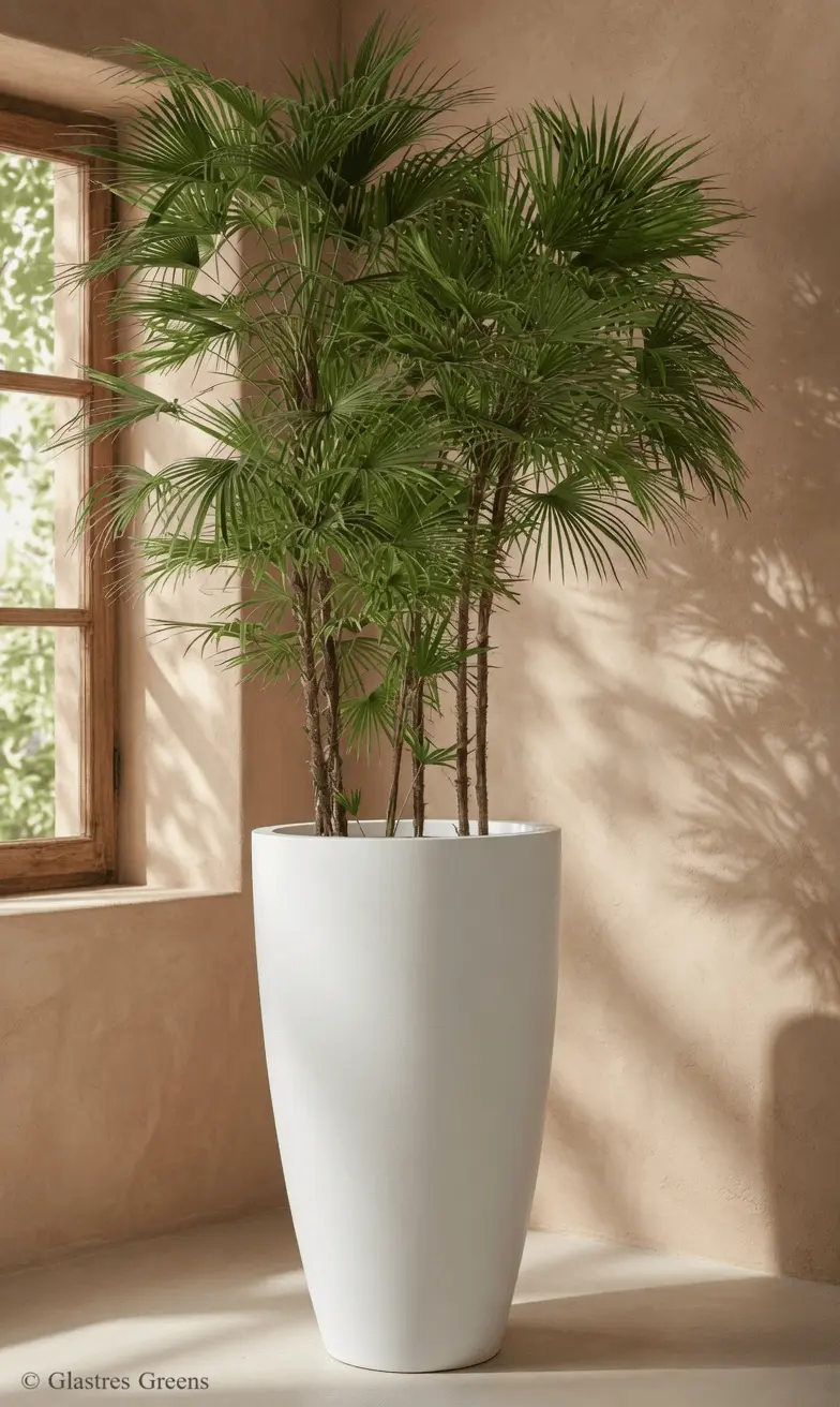 A luxury textured planter adorning an exclusive penthouse garden, featuring premium finishes that withstand harsh rooftop wind and sun exposure.