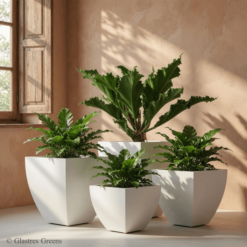 Corporate campus greening with premium large-scale architectural FRP planters