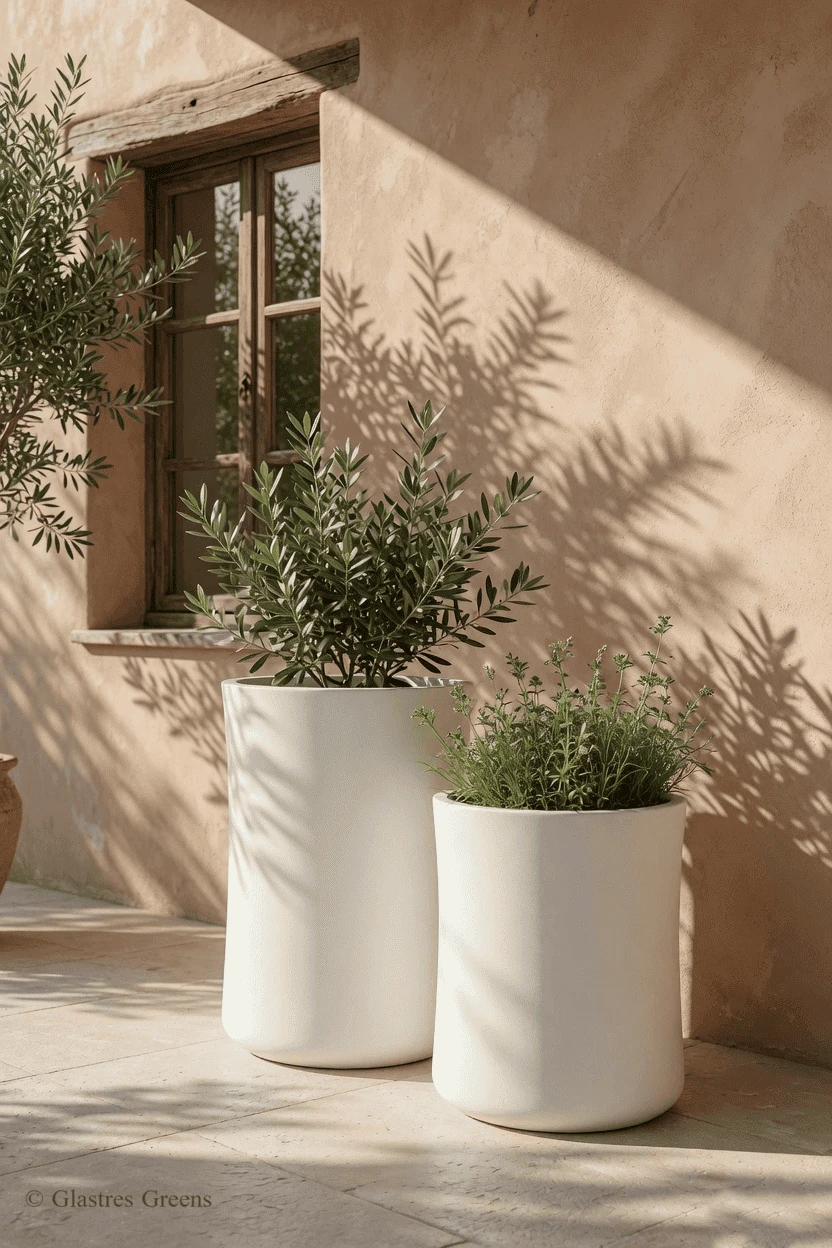 Clove large outdoor fiberglass planter box, built with massive volume capacity to support substantial commercial, villa, and municipal landscaping.