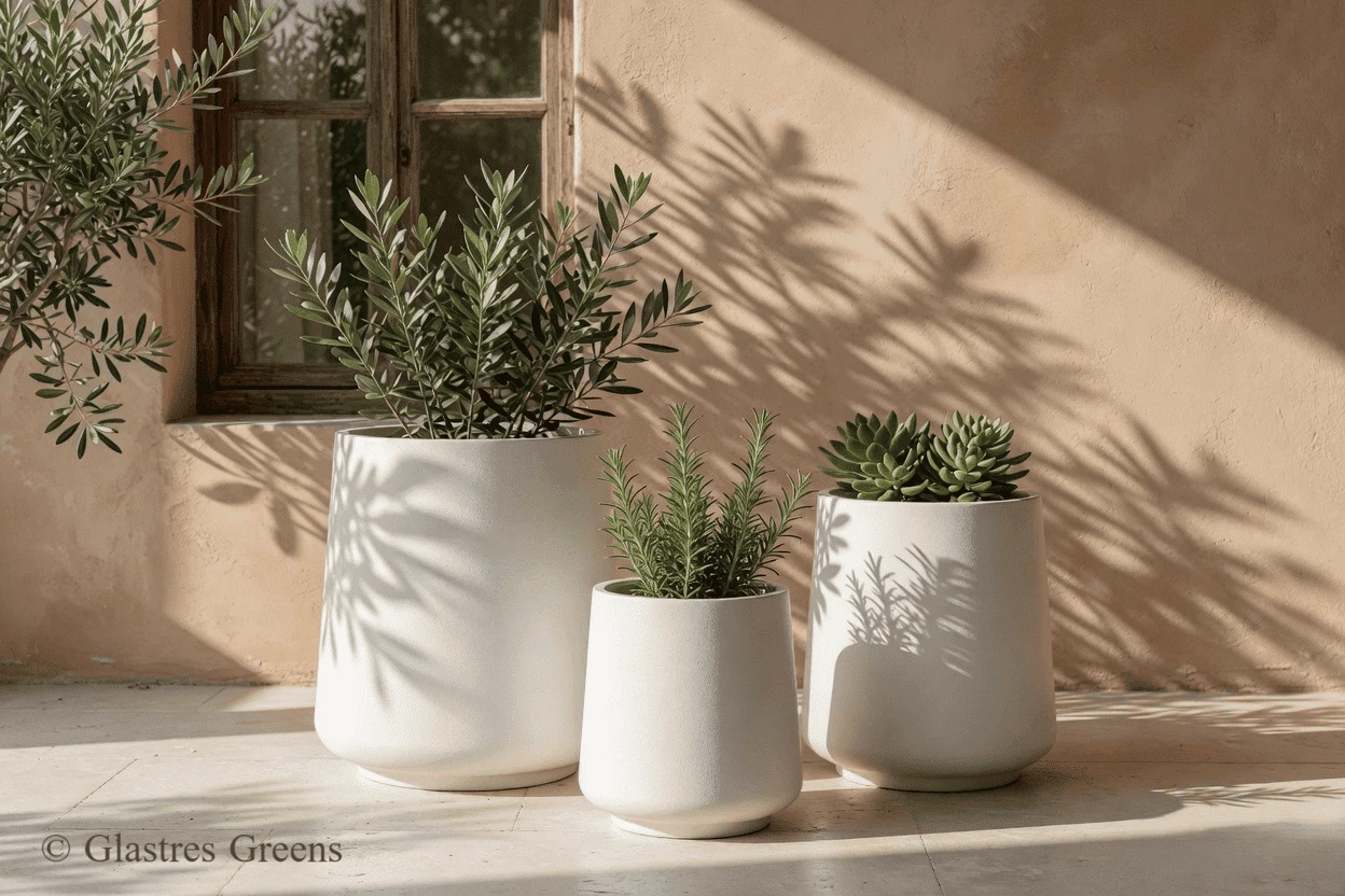 Crown ornate luxury fiberglass planter with elegant decorative moulding, suited for palatial villa estates and heritage hospitality projects.