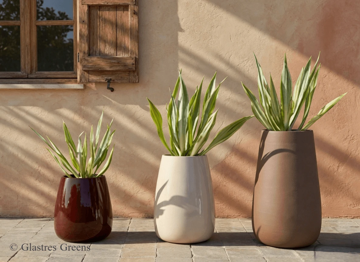 Fluid swirl dynamic sculptural fiberglass planter, offering artistic movement and a unique focal point for premium modern landscape designs.