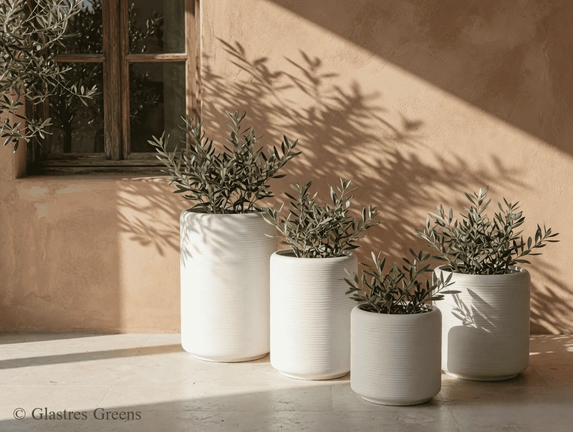 Rope-textured nature fiberglass planter featuring intricate organic nautical detailing, designed for luxury garden and villa landscape projects.