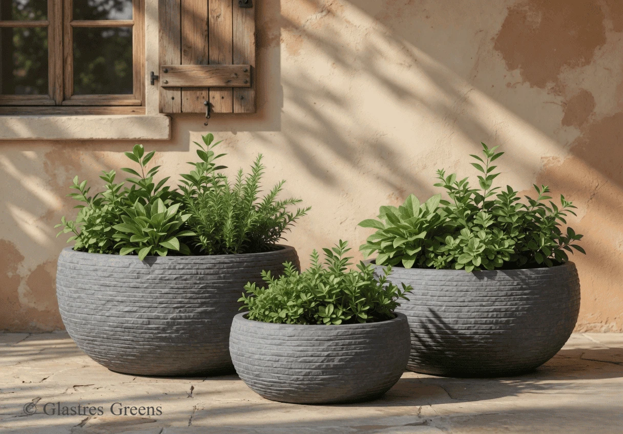 Rustic earthy textured outdoor fiberglass pot designed to bring deep, natural tactile elements to premium home gardens and villa landscaping projects.