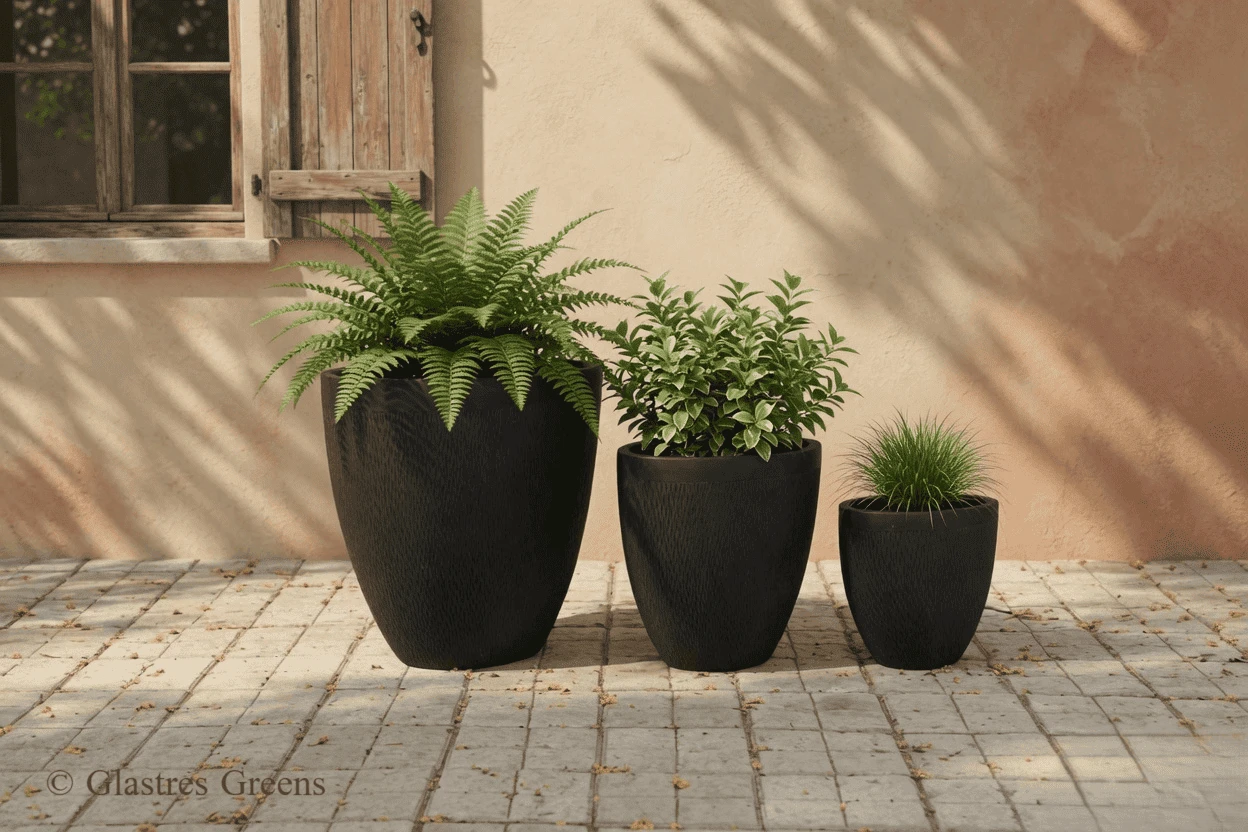 Stately elegant FRP planter combining traditional ornate detailing with advanced materials for luxury residential or commercial interior decor.