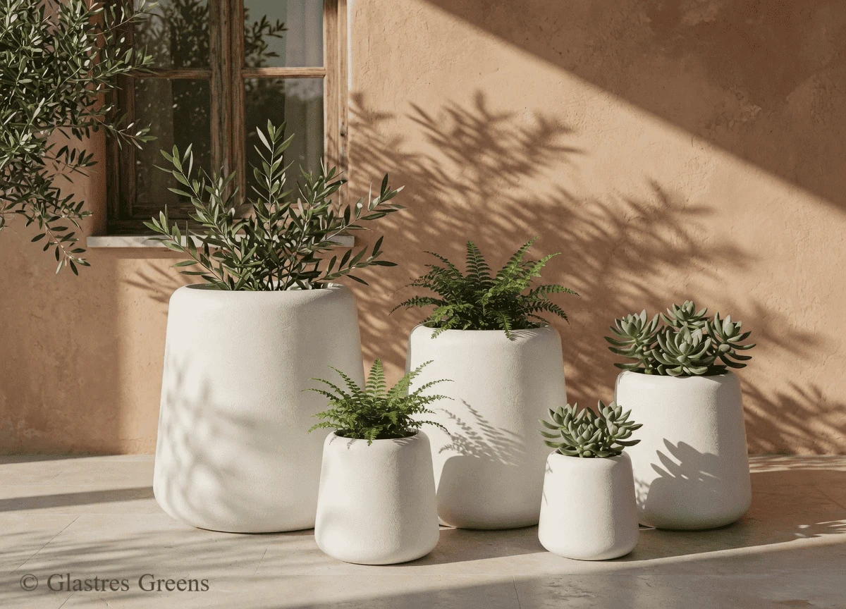Zenith tall luxury FRP statement planter, a sophisticated focal point designed for high-end villa architecture and exclusive resort landscape projects.