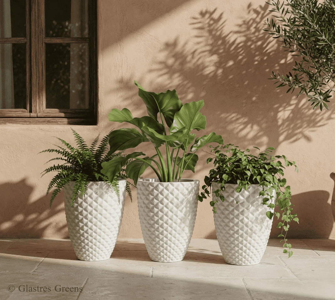 Luxury hotel entrance lobby featuring premium handcrafted FRP planters